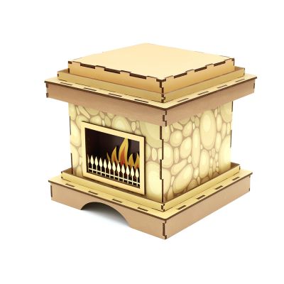 Камин малый - упаковка новогодняя из дерева-1