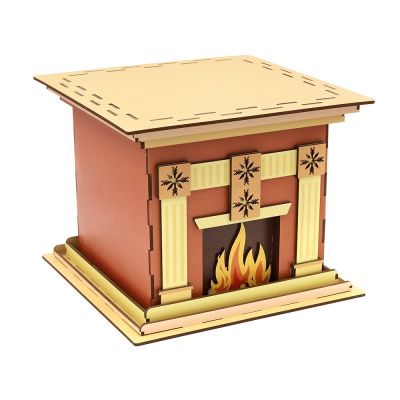 Камин большой - упаковка новогодняя из дерева-1