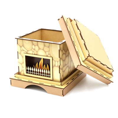 Камин малый - упаковка новогодняя из дерева-2