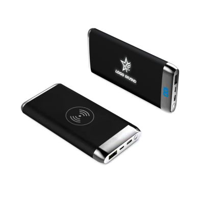 Внешний аккумулятор Wolfrock с беспроводной зарядкой soft-touch покрытием, 10000 mAh, черный-0