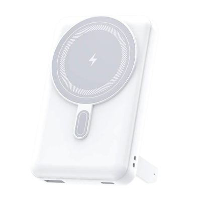 Магнитный внешний аккумулятор Axion с беспроводной зарядкой (15W), 10000 Mah, белый-0