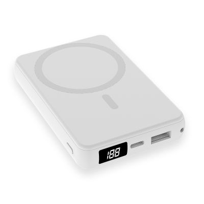 Магнитный внешний аккумулятор Quantum с беспроводной зарядкой (15W), 10000 Mah, белый-0