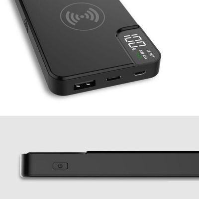 Внешний аккумулятор gPro QI, с беспроводной зарядкой 10.000 mAh, черный-3