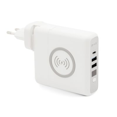 Внешний аккумулятор Gemini с беспроводной зарядкой и сетевым адаптером, 10000 mAh, белый-0