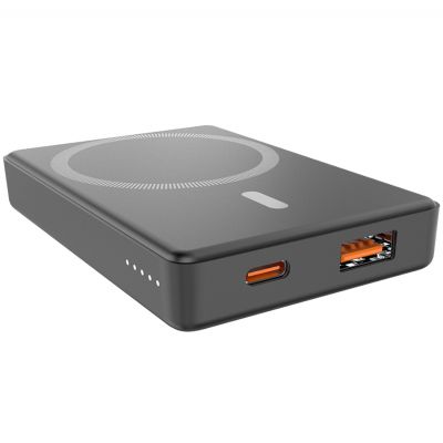 Магнтиный внешний аккумулятор Magnetic с беспроводной зарядкой (5W), 5000 Mah, черный-1