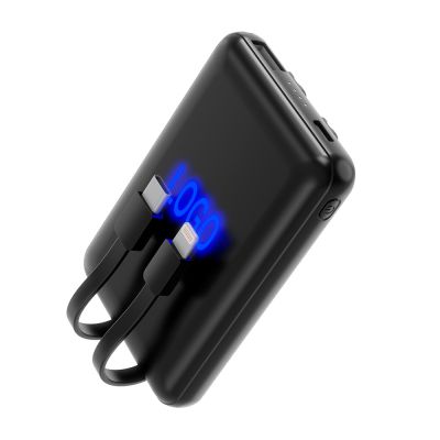Внешний аккумулятор Eron с подсветкой гравировки, 5000 mAh, чёрный/синий-0