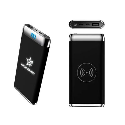 Внешний аккумулятор Wolfrock с беспроводной зарядкой soft-touch покрытием, 10000 mAh, черный-2