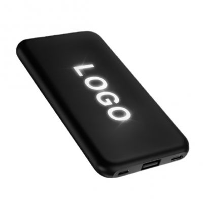 Внешний аккумулятор Kugo, 10000 mAh с подсветкой гравировки, черный-1