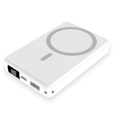 Магнитный внешний аккумулятор Quantum с беспроводной зарядкой (15W), 10000 Mah, белый-2