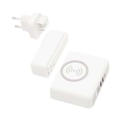 Внешний аккумулятор Gemini с беспроводной зарядкой и сетевым адаптером, 10000 mAh, белый-1