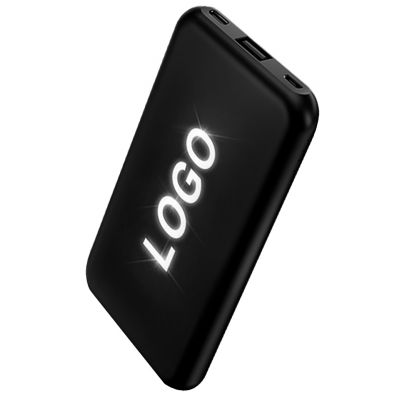 Внешний аккумулятор Kugo, 10000 mAh с подсветкой гравировки, черный-0