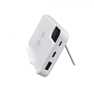 Внешний аккумулятор gPro QI, с беспроводной зарядкой 10.000 mAh, белый-1