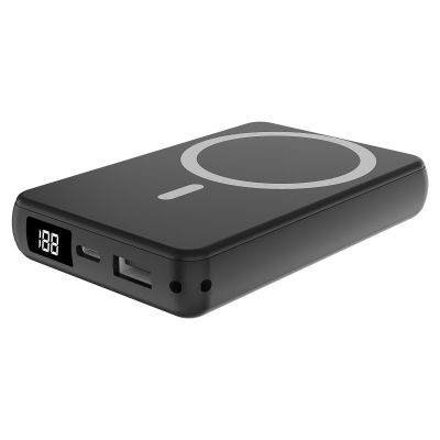 Магнитный внешний аккумулятор Quantum с беспроводной зарядкой (15W), 10000 Mah, черный-2