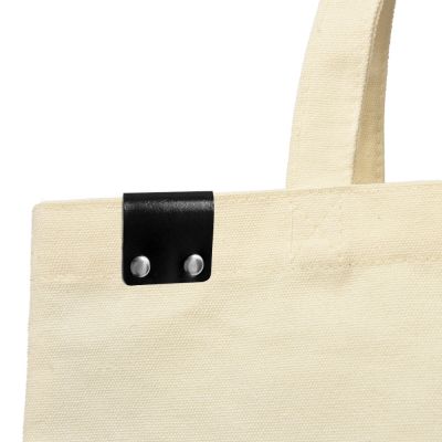 Сумка для покупок IVORY 325 г/м² с PU нашивкой, чёрный-2