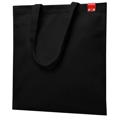 Сумка для покупок IVORY 325 г/м² с PU нашивкой, чёрный/красный-0