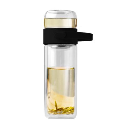 Бутылка Easy pot из боросиликатного стекла с инфьюзером, черная-0