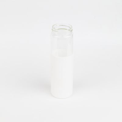 Бутылка стеклянная с силиконовой манжетой и бамбуковой крышкой  Glass, белая-2