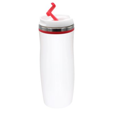 Термокружка Latte, бело-красный-1