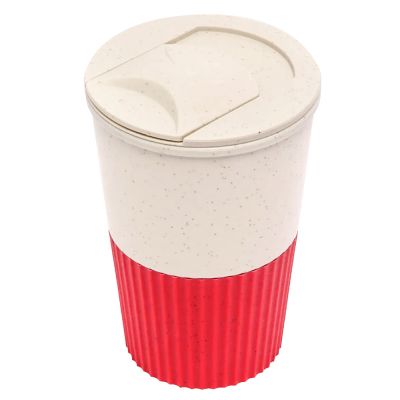 Термостакан пластиковый Wavy с манжетой, красный-0