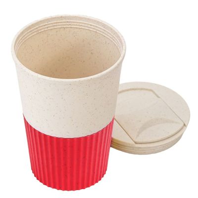 Термостакан пластиковый Wavy с манжетой, красный-2