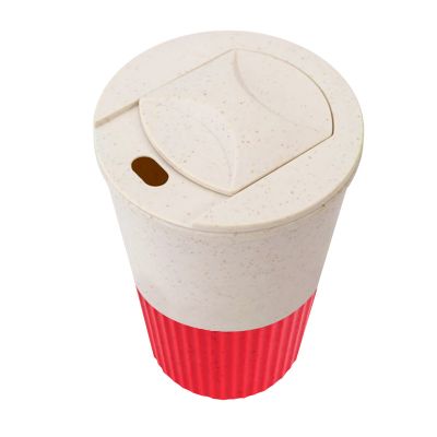 Термостакан пластиковый Wavy с манжетой, красный-1