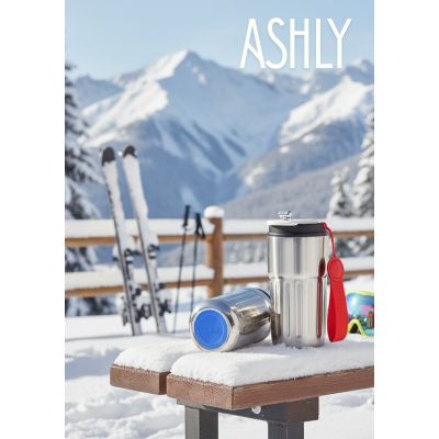 Термокружка Ashly To Go, серебристая/красная/синяя-1