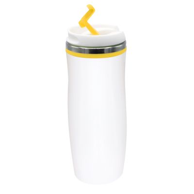 Термокружка Latte, бело-желтый-1