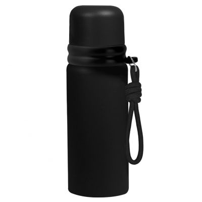 Термос Knotrope со шнурком на карабине, чёрный-0