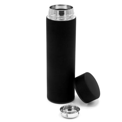 Термос Bronx софт-тач, черного цвета-1