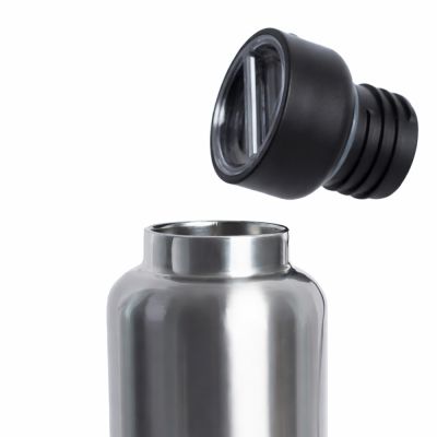 Термос Hike c ланьярдом и манжетой, серебристый-белый-1