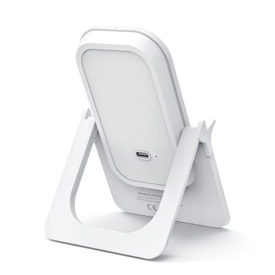 Беспроводное магнитное зарядное устройство Bambooco 15W, белый с бамбуковым-4