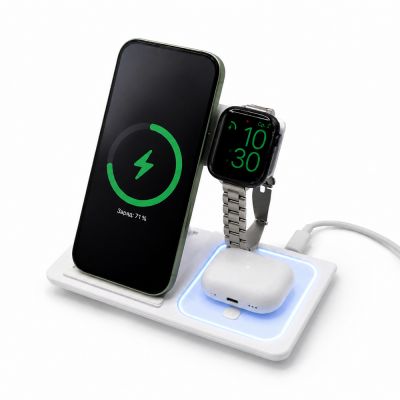 Беспроводное мультизарядное устройство Syntra 15W (3в1), белый-1