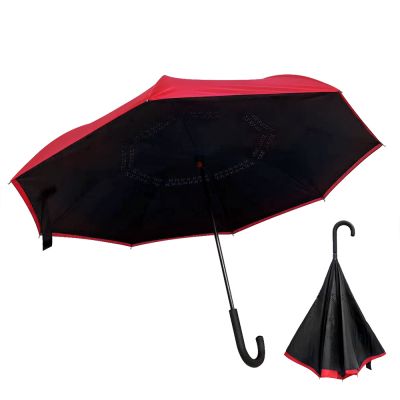 Зонт-трость наоборот Shifter, черно-красный-0