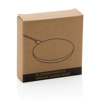 Круглая док-станция Bamboo FSC® для беспроводной зарядки, 5 Вт-11