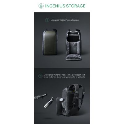 Рюкзак KORIN FlipPack 47х30х17 см, зеленый/черный-14