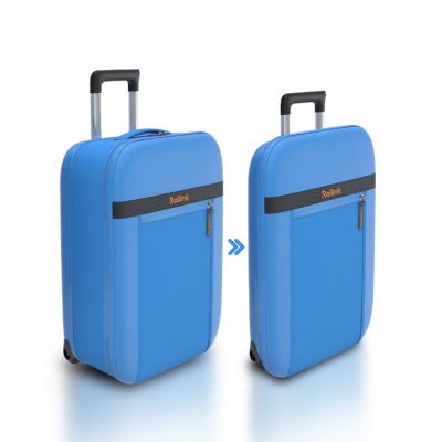 Чемодан складной Rollink Aura 55x40x20 см, 2 колеса, синий-0