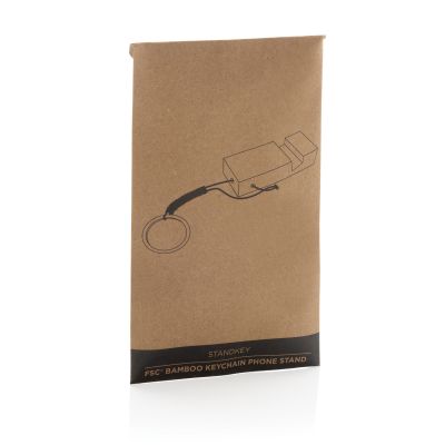 Бамбуковая мини-подставка для телефона Standkey с кольцом для ключей-9