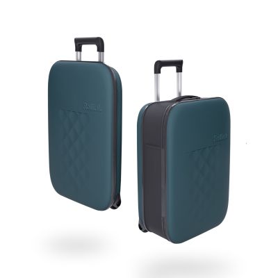 Чемодан складной Rollink Vega II 55x40x20 см, 2 колеса, сине-зеленый-1