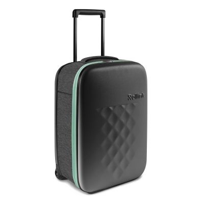 Чемодан складной Rollink Earth 55x40x20 см, 2 колеса, черный/зеленый-2