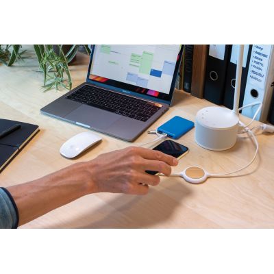 Кабель 3 в 1 с бамбуковой док-станцией для беспроводной зарядки, 5 Вт-5