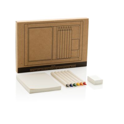 Набор вечных цветных карандашей Micki Infinity GRS с блокнотом и ластиком-3