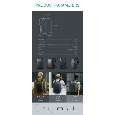 Рюкзак KORIN FlipPack 47х30х17 см, зеленый/черный-26