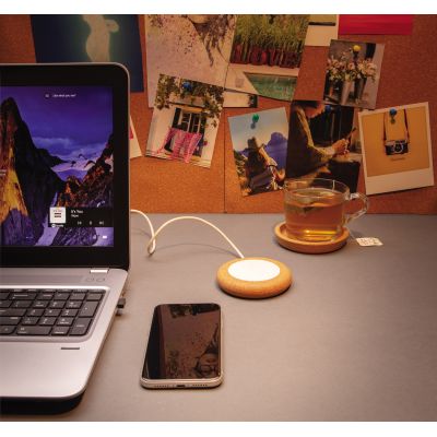 Док-станция из пробки и пшеничной соломы с функцией беспроводной зарядки, 5 Вт-4