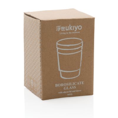 Стакан из боросиликатного стекла Ukiyo с силиконовой крышкой и держателем-8