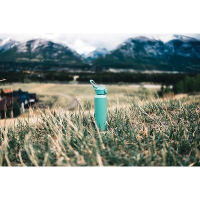 Спортивная бутылка Via из переработанной стали RCS с карабином, 600 мл-12