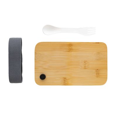 Ланч-бокс из переработанного полипропилена RCS с бамбуковой крышкой и столовым прибором-3