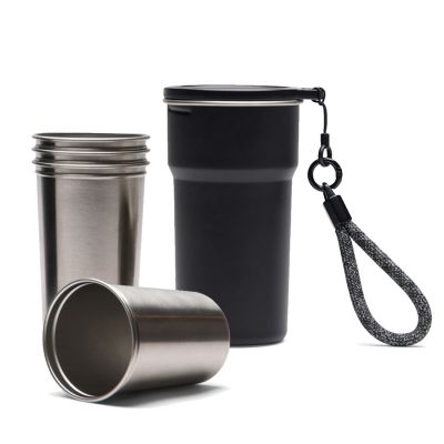 Термокружка VINGA Parks в комплекте с 4 кружками из нержавеющей стали-0