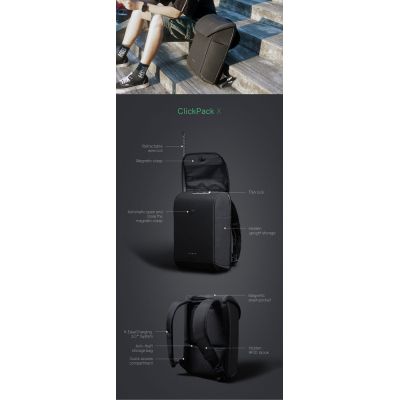 Рюкзак KORIN ClickPack X 45х32х15,5 см, с клапаном, черный-32