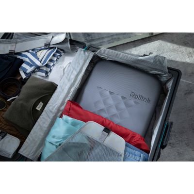 Чемодан складной Rollink Earth 55x40x20 см, 2 колеса, черный/зеленый-12