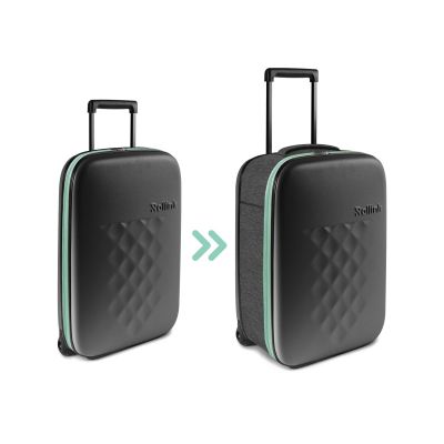 Чемодан складной Rollink Earth 55x40x20 см, 2 колеса, черный/зеленый-0